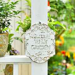 Sungmor sign mounted on garden fence adds curb appeal and charm