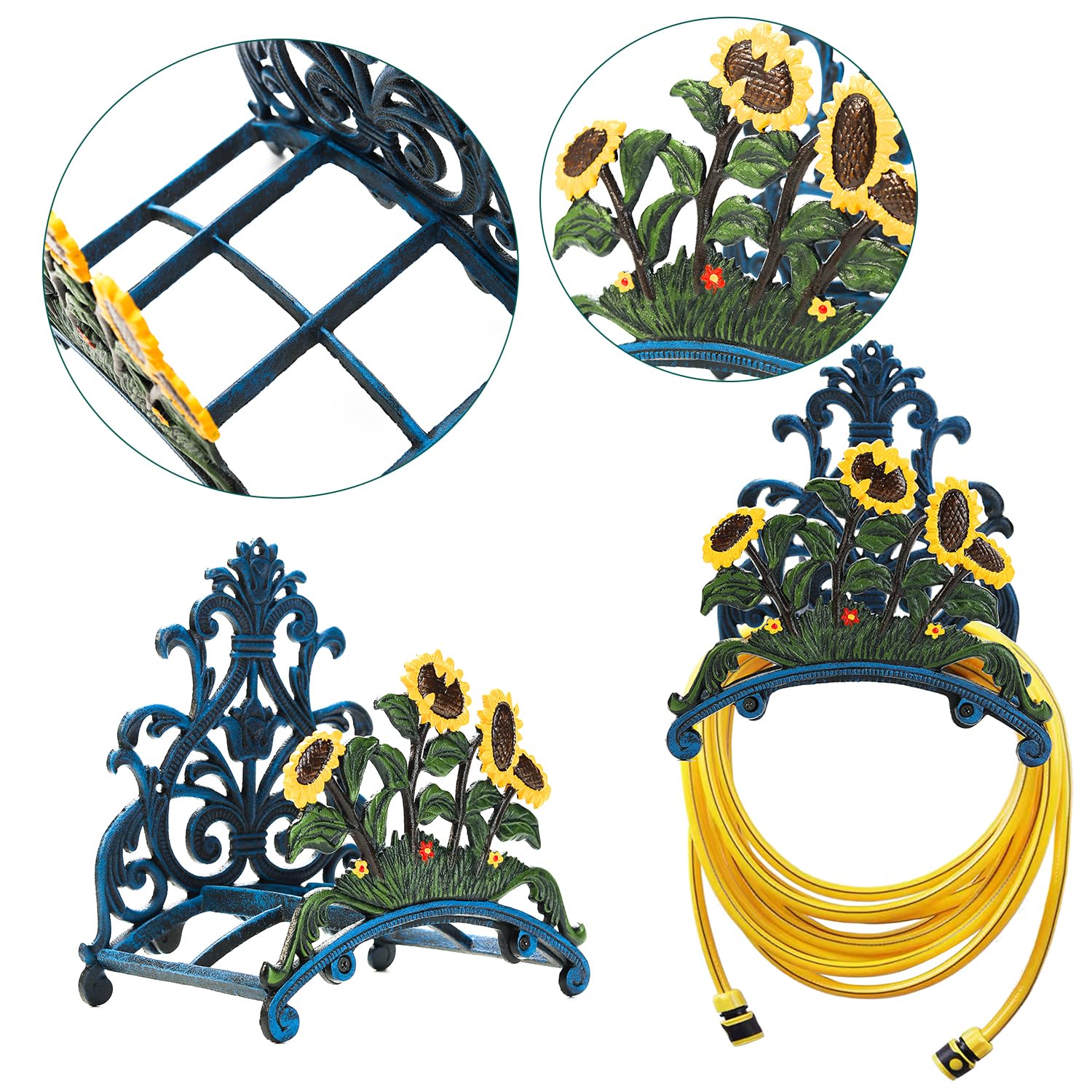 Sungmor next to garden tools showing compact size and space-saving benefit