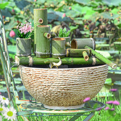 Sungmor bowl used as tabletop fountain with pump, adds soothing water feature