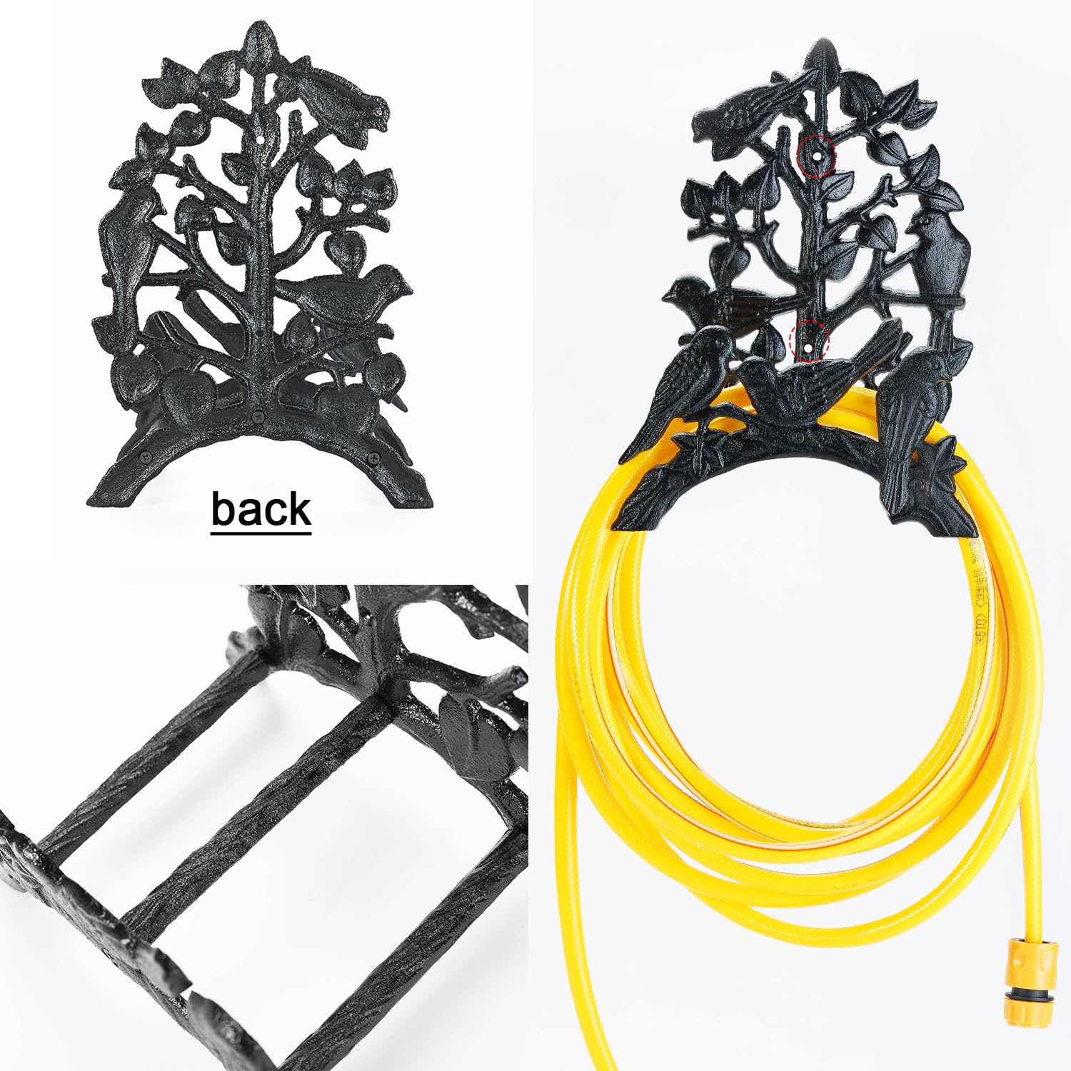 Sungmor mounted with coiled hose demonstrating organized garden benefit