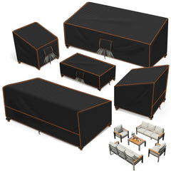 SUNICO front view of full 5-piece cover set showing neat black fit and uniform protection