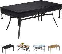 SUNICO front view of rectangular table cover protecting patio furniture