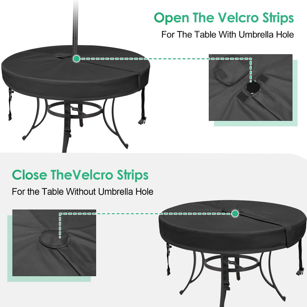 SUNICO umbrella hole with Velcro and zipper detail for adjustable pole access
