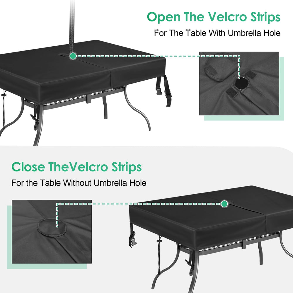 SUNICO detailed shot of umbrella hole with Velcro closure offering adjustable protection