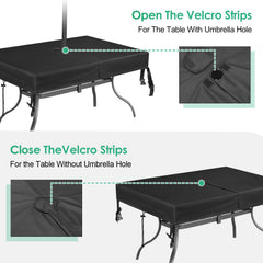 SUNICO detailed shot of umbrella hole with Velcro closure offering adjustable protection