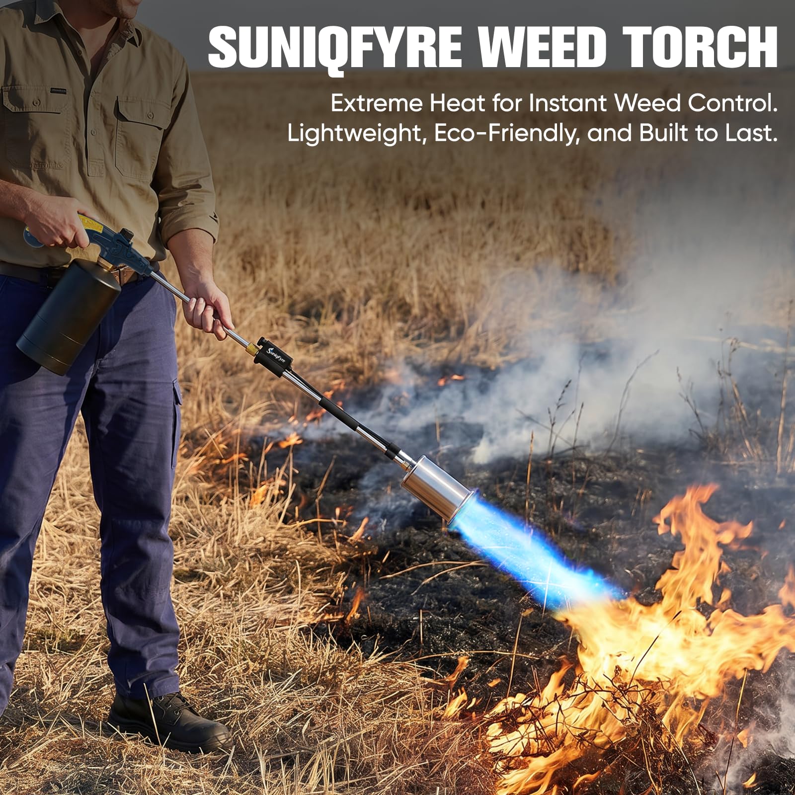 SuniqFyre close-up of steel nozzle highlighting durable construction benefit