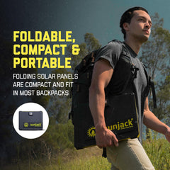 SunJack folded inside backpack demonstrating portability for hikers and travelers