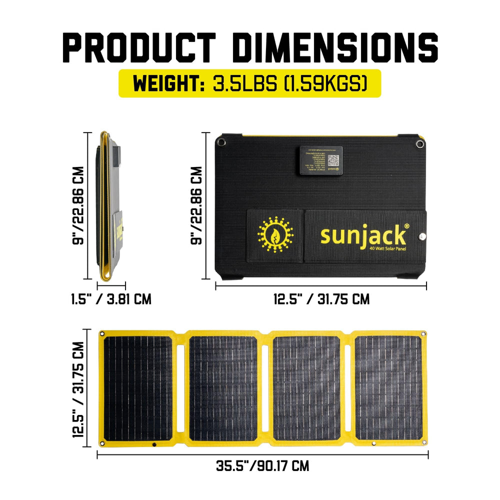 SunJack folded beside a tablet illustrating compact folded size and easy transport benefit