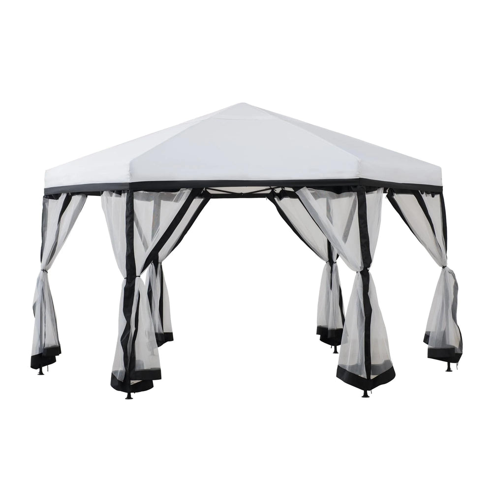 Sunjoy front view of 11x11 gazebo providing shaded seating area