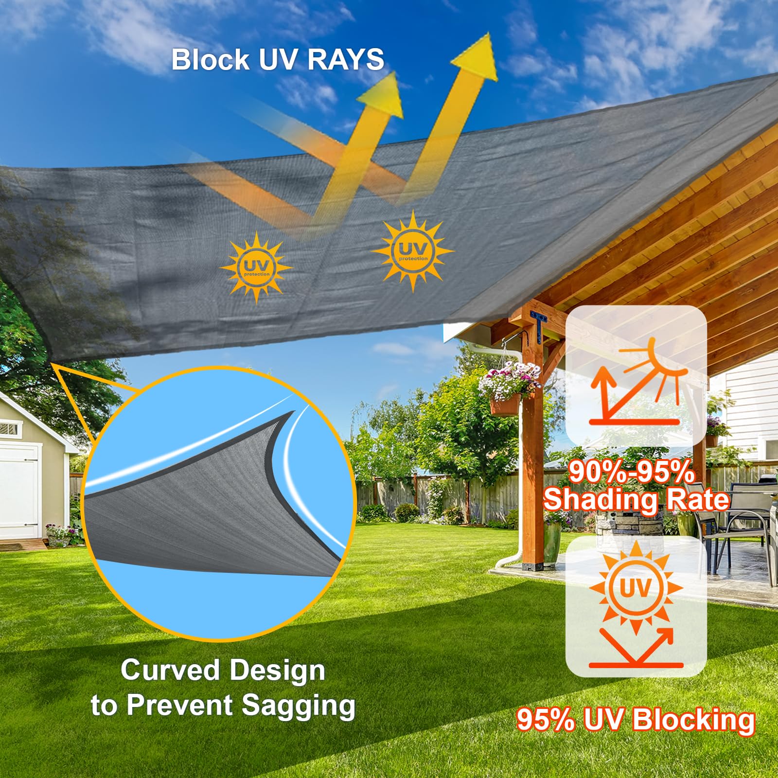 SUNLAX curved edge profile reducing sag and improving tension for neater shade
