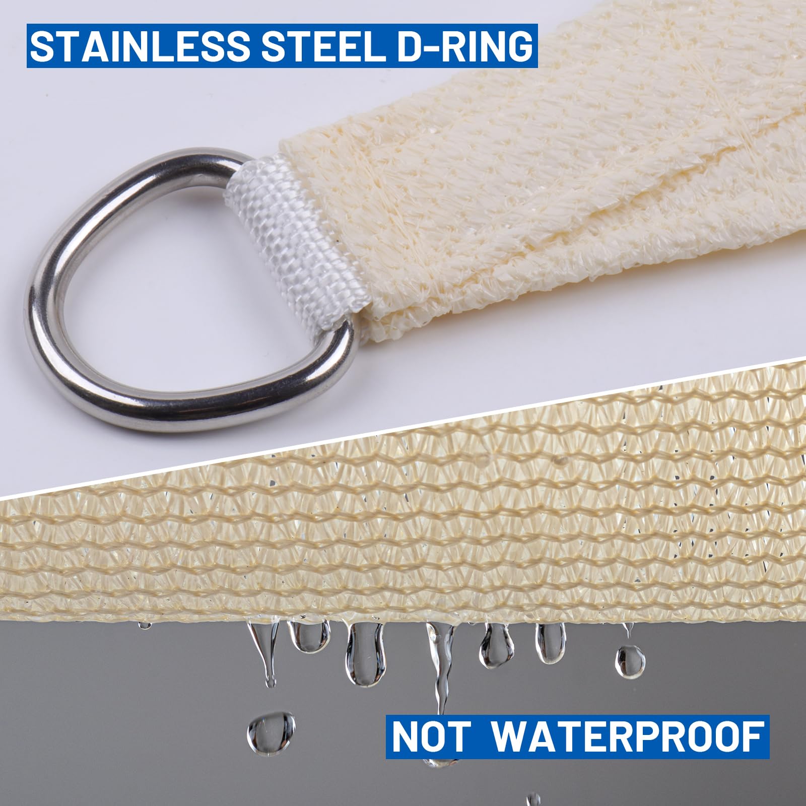 SUNLAX curved edge and double-stitched seam detail showing anti-sag strength and neat finish