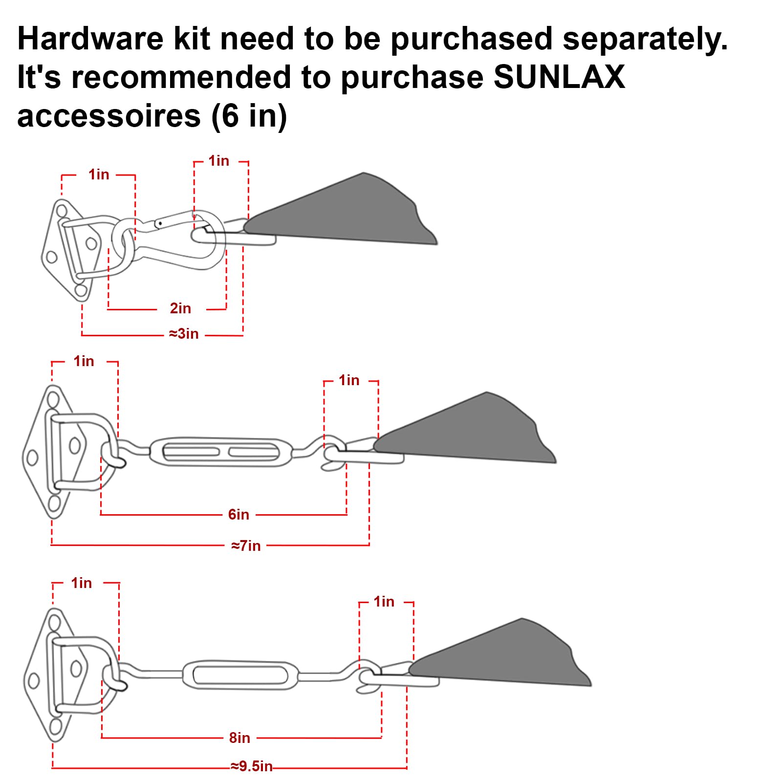 SUNLAX corner D-ring detail highlighting rust-resistant hardware and secure anchoring benefit