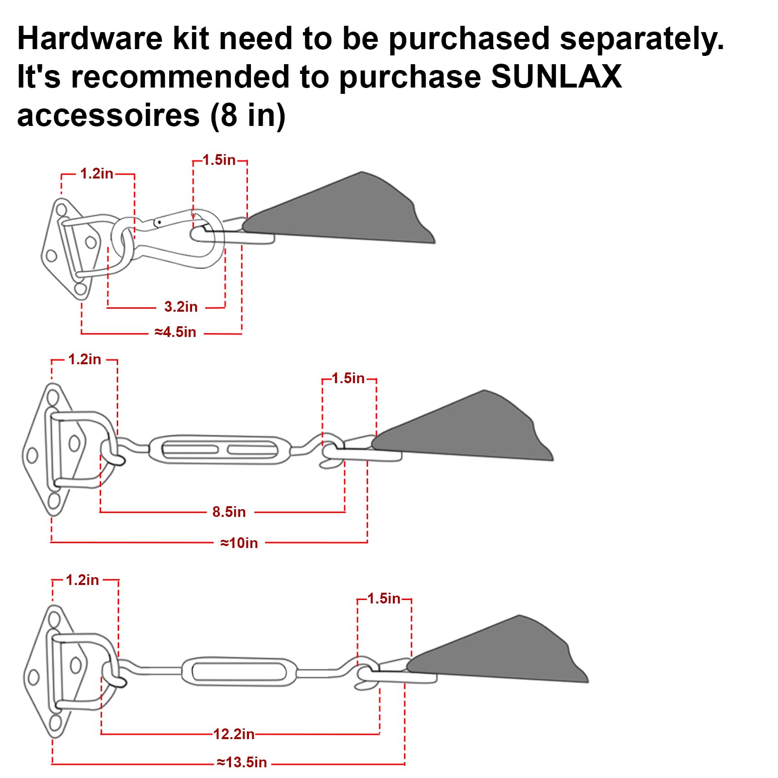 SUNLAX corner D-ring detail showing reinforced metal and secure anchoring benefit