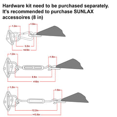 SUNLAX corner D-ring detail showing reinforced metal and secure anchoring benefit