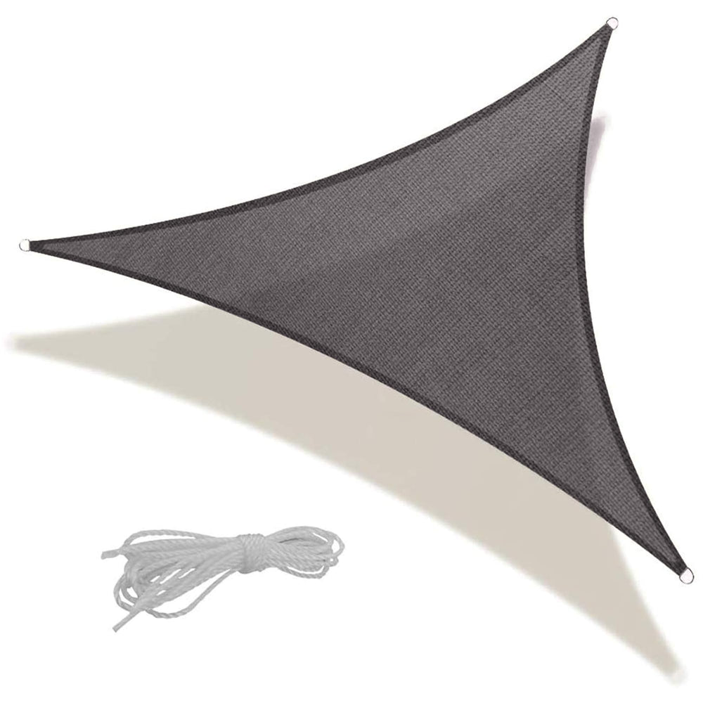 SUNLAX triangle shade front view showing clean dark grey canopy and even shading benefit