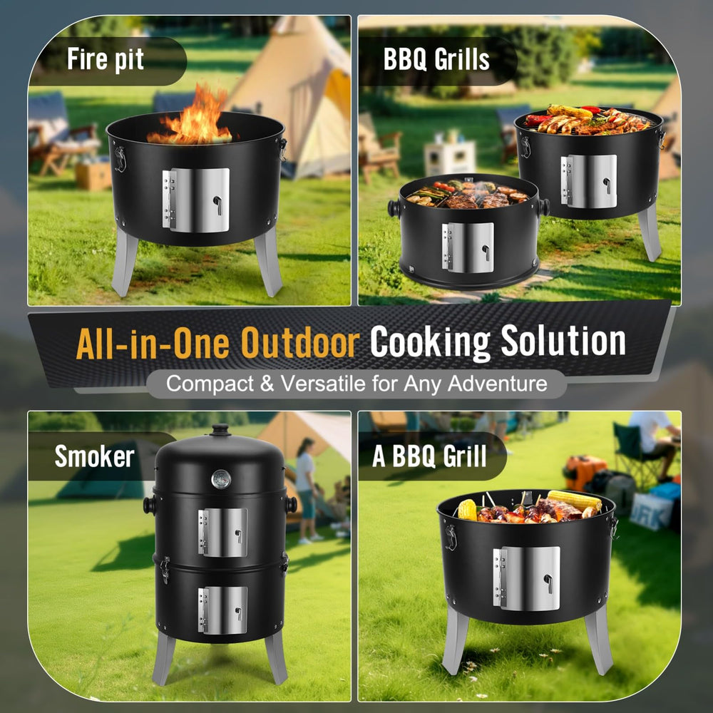SUNLIFER dual front doors open for easy charcoal access and temperature control