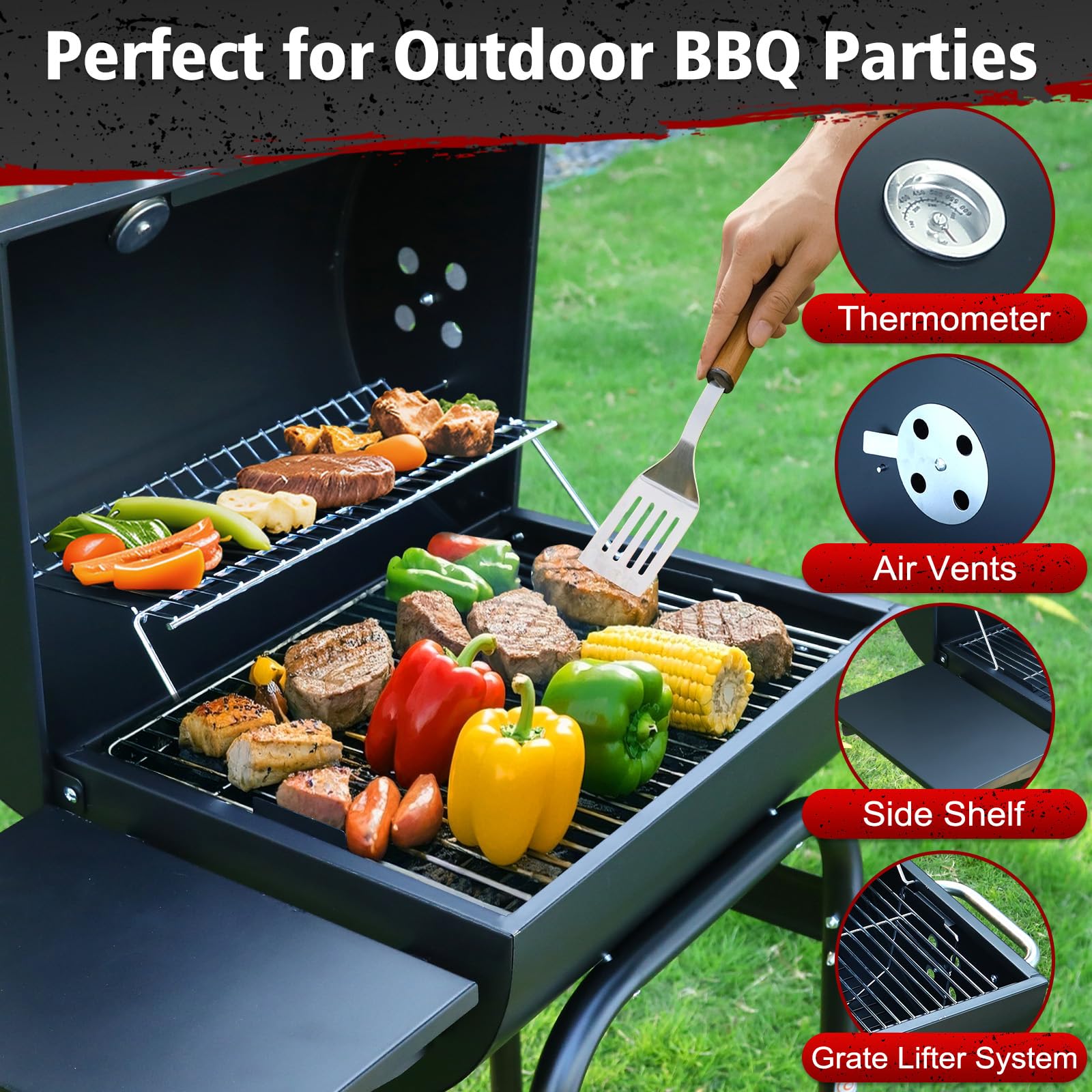 SUNLIFER two-wheel design with handle for moving the grill, simple portability benefit