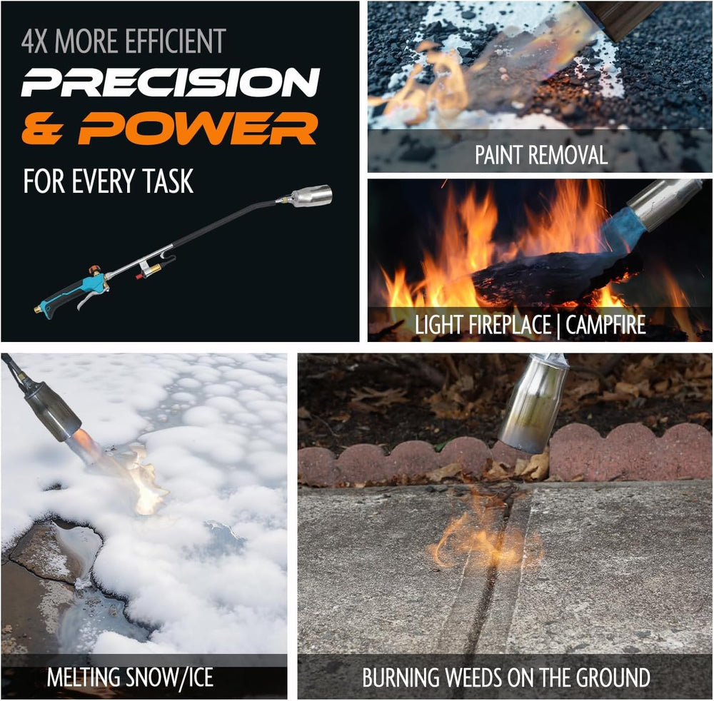 Sunlight Charcoal torch in use removing weeds for quick chemical-free yard cleanup