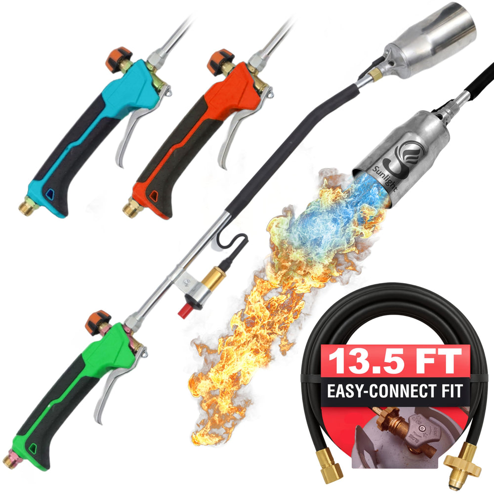 Sunlight Charcoal torch front view showing robust head and control benefits