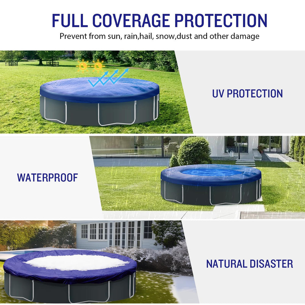 SUNLITAP ground cover laid next to tape measure showing 32ft diameter for proper sizing