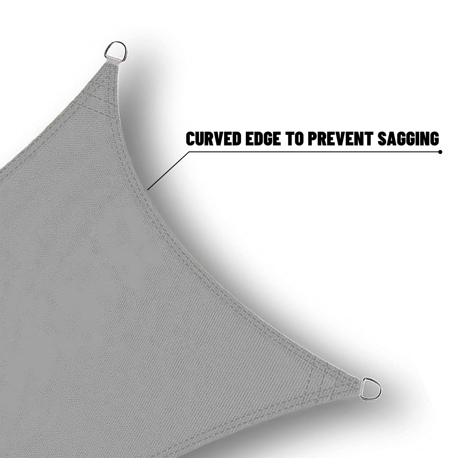 SUNNY GUARD angled sail illustrating water drainage and no-pooling benefit