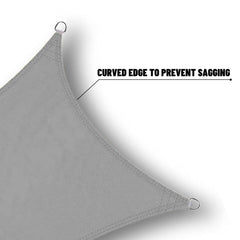 SUNNY GUARD angled sail illustrating water drainage and no-pooling benefit