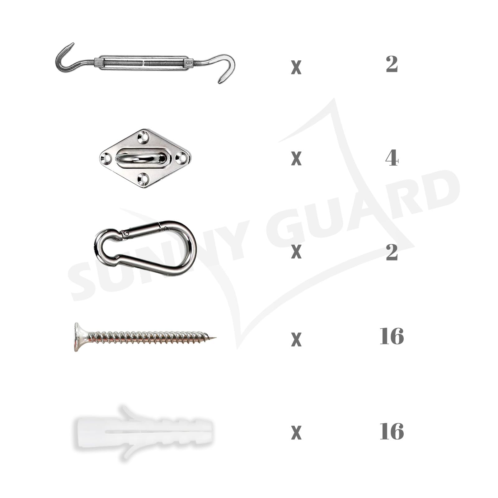 SUNNY GUARD carabiner hooking sail corner for quick connect convenience