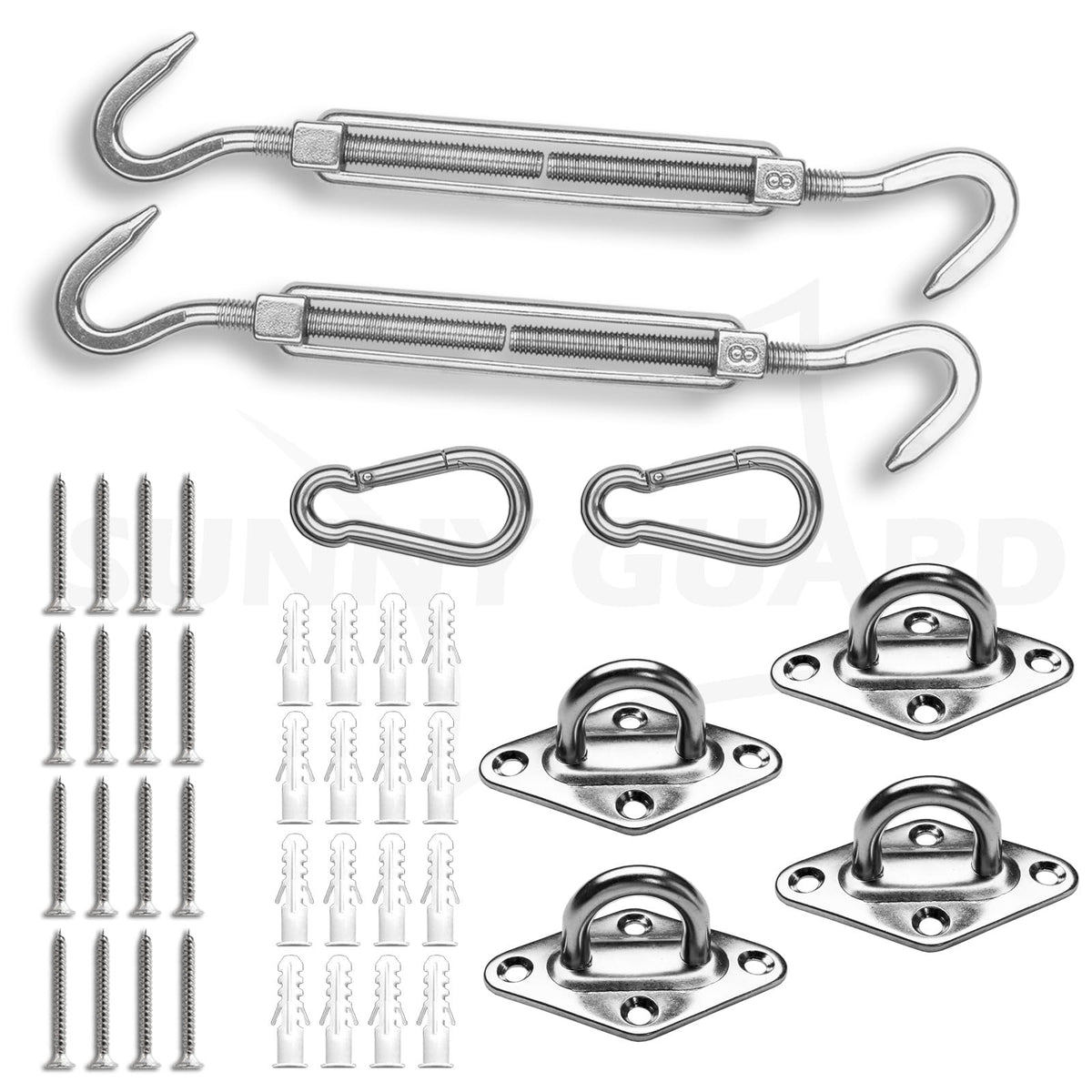 SUNNY GUARD kit laid out showing all components and assembly benefits