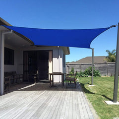 SUNNY GUARD front view of 10x13 rectangle sail showing shape and coverage benefit