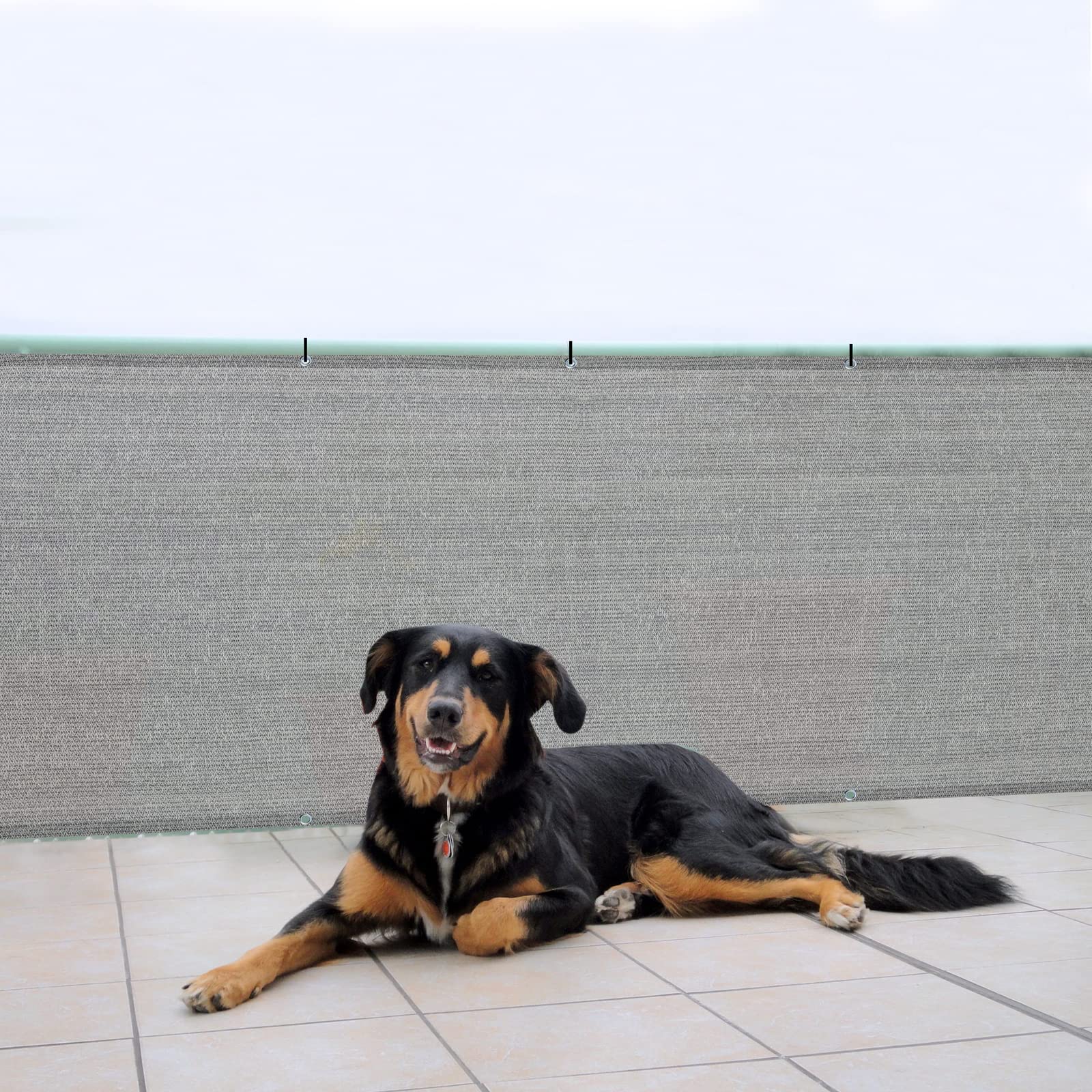 SUNNY GUARD lifestyle shot on a patio creating a private comfortable space