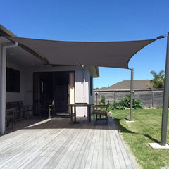 SUNNY GUARD front view of rectangle shade sail showing full coverage and sun protection