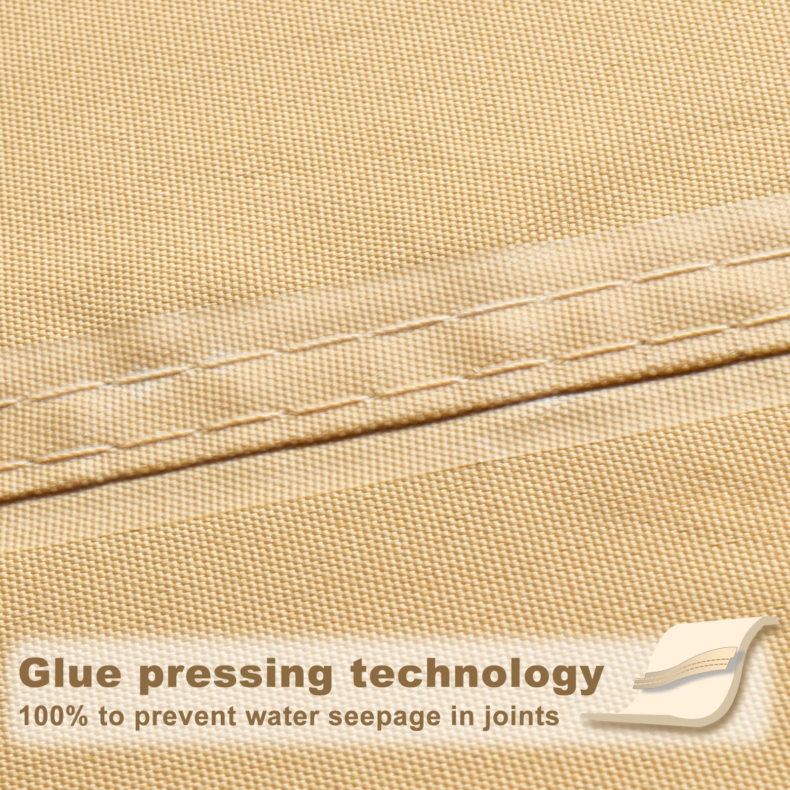 SUNNY GUARD seam hot-glue detail highlighting waterproof splice strength