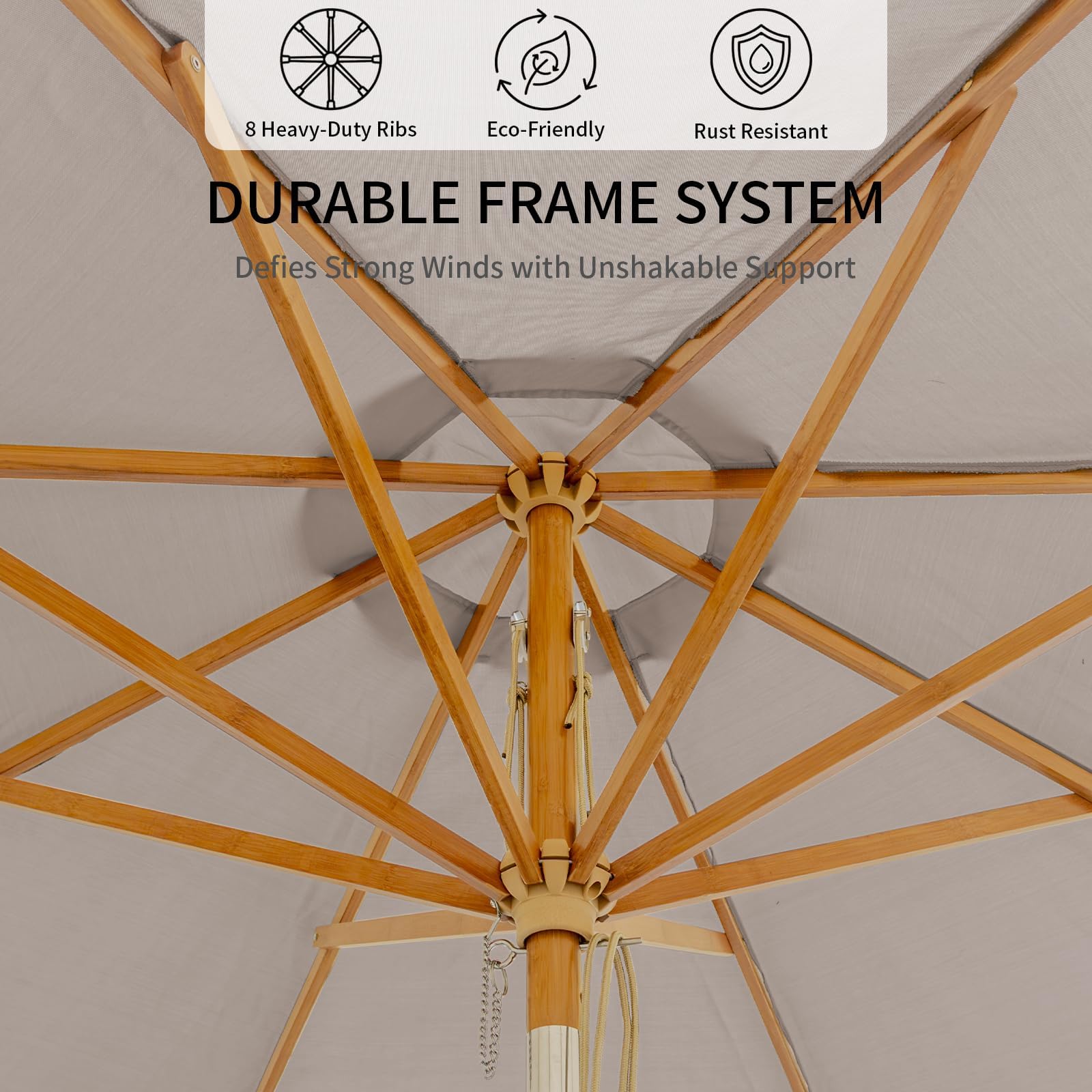 SUNNYARD umbrella tilted demonstrating easy tilt mechanism and flexible shade