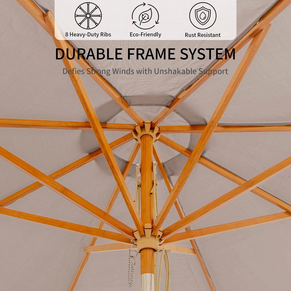 SUNNYARD umbrella tilted demonstrating easy tilt mechanism and flexible shade