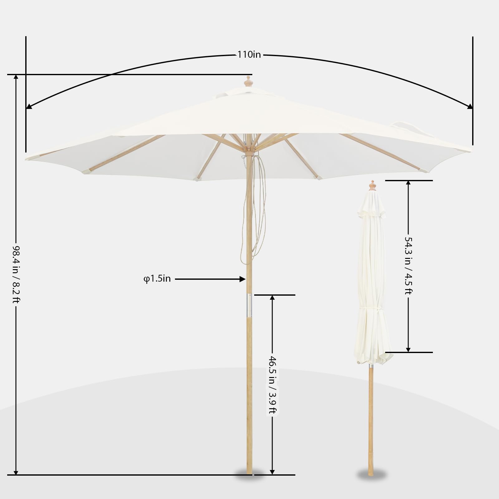 SUNNYARD umbrella shading an outdoor dining set for comfort
