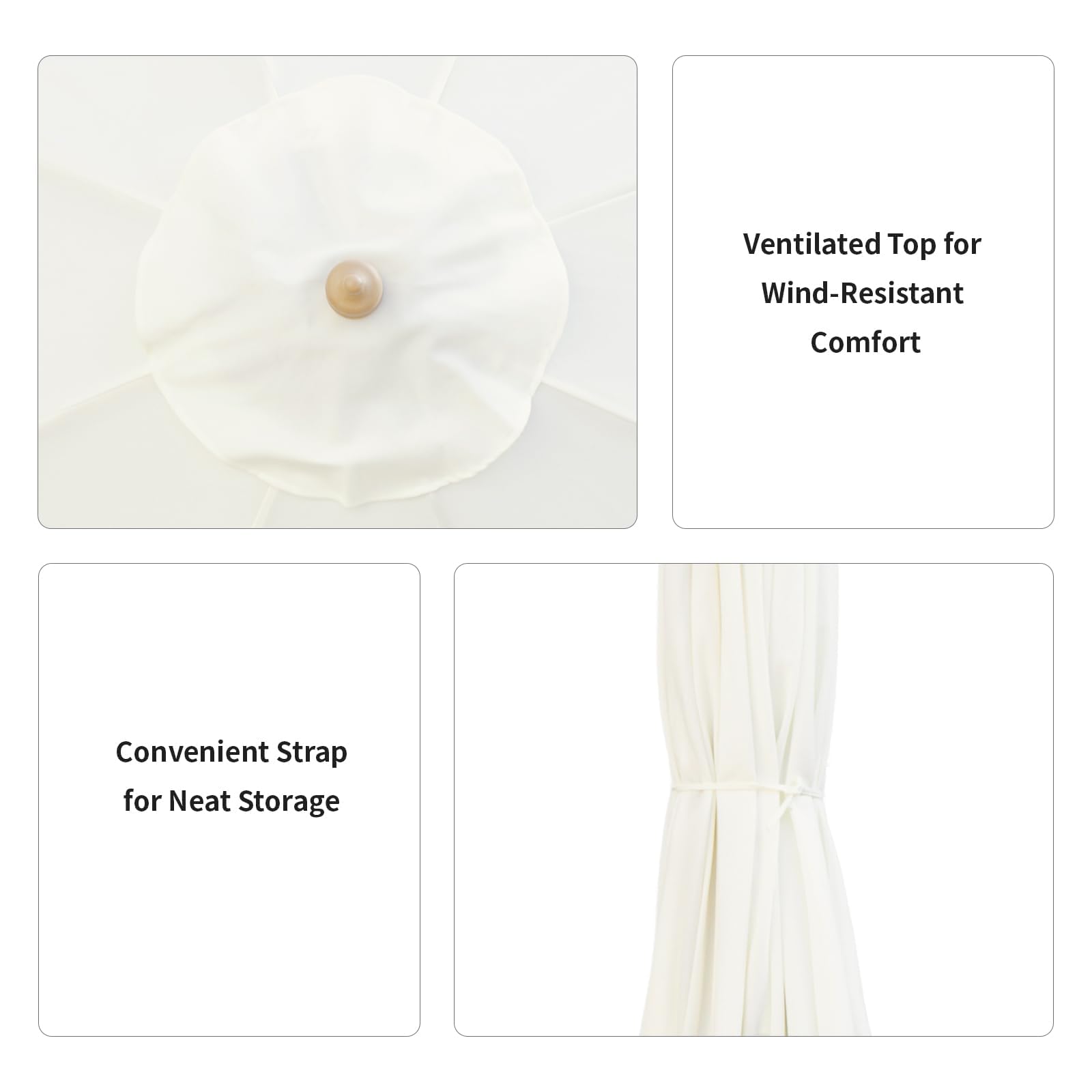 SUNNYARD vented canopy top detail improving airflow and stability