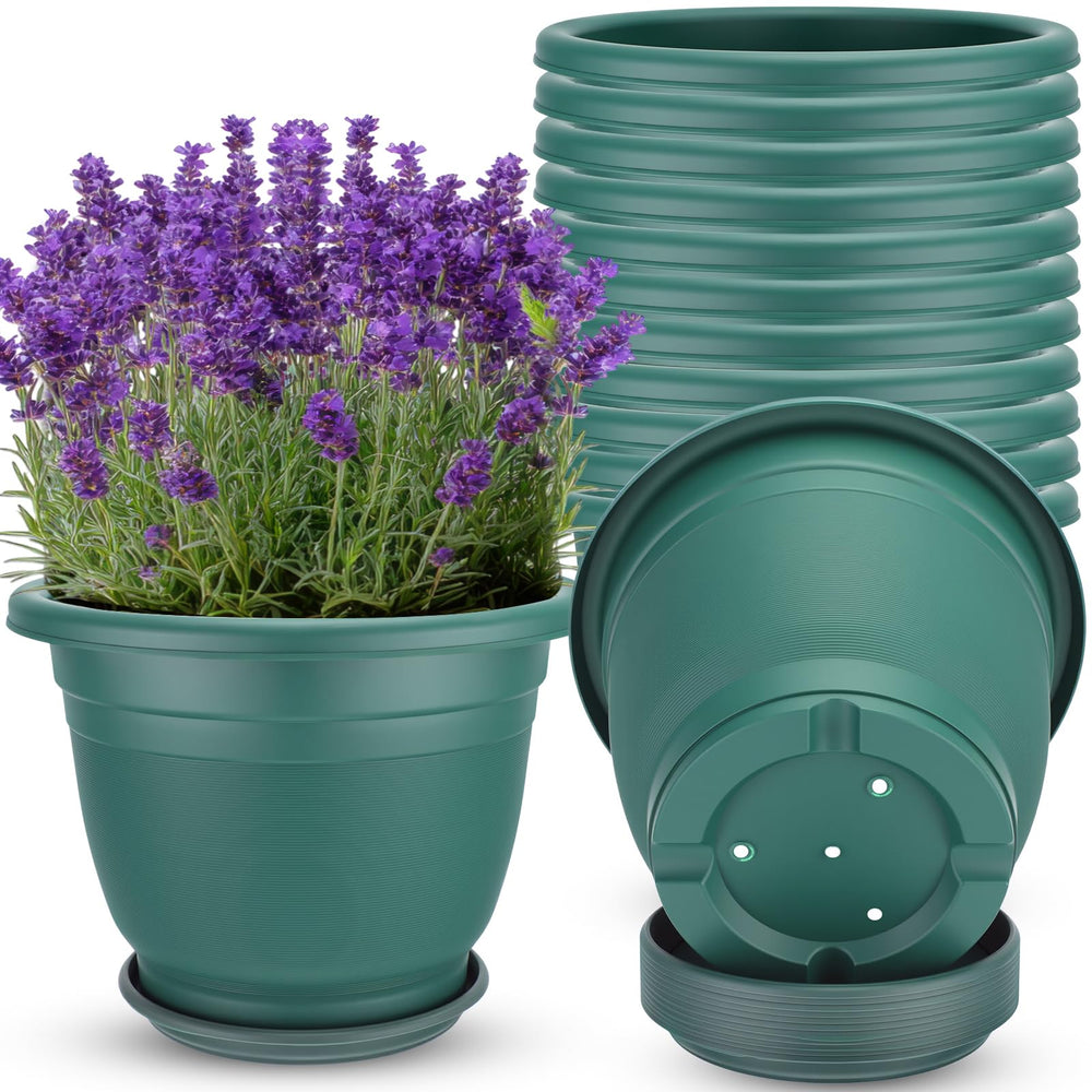 Sunnychicc front view of 12-pack green planters showing uniform aesthetic and convenience