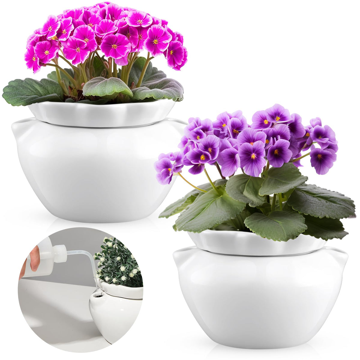 Sunnychicc front view white ceramic pot showing sleek design and stable base