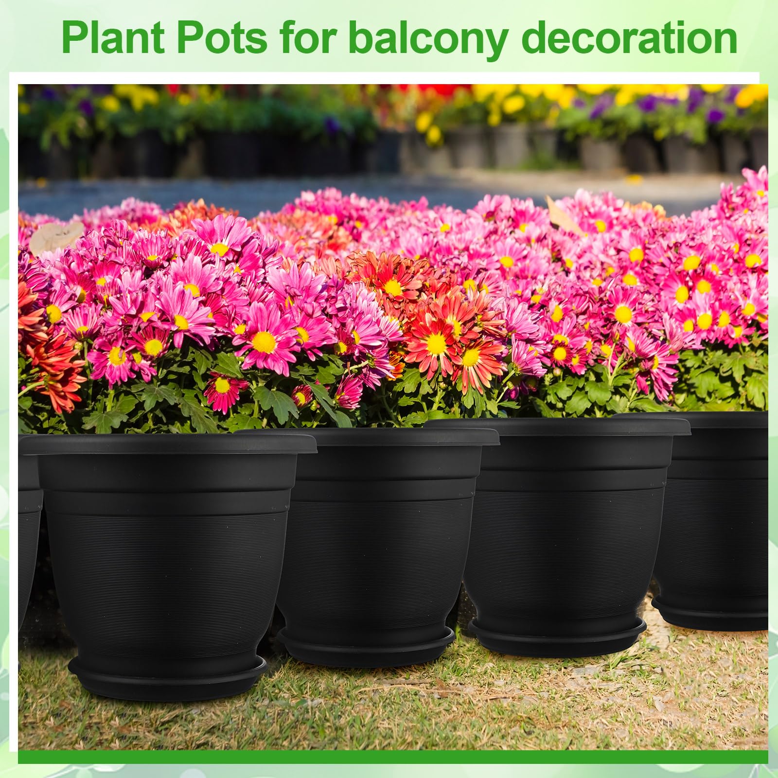Sunnychicc pots arranged on balcony demonstrating stylish outdoor planting setup