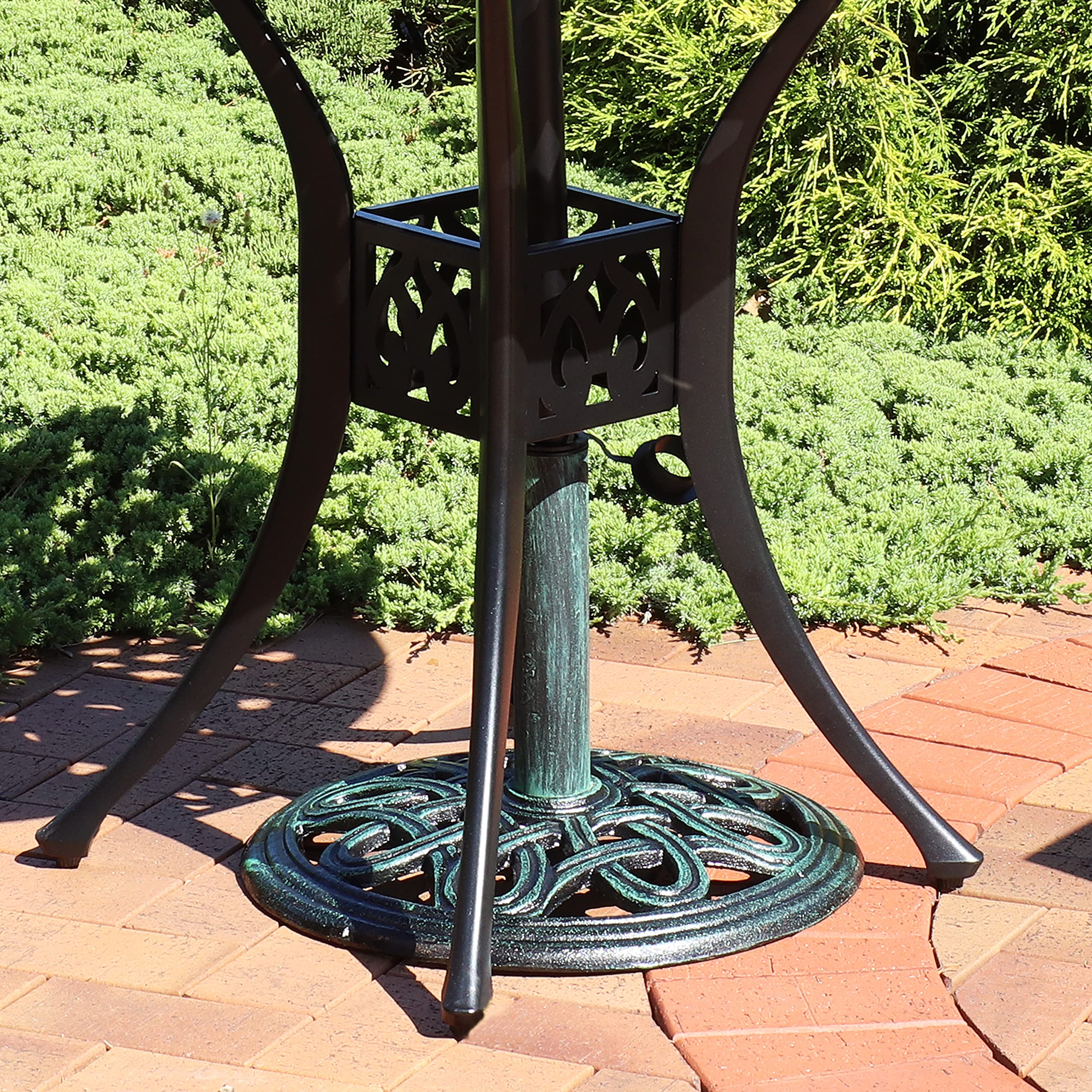 Sunnydaze Decor side profile with dimensions highlighting low-profile, space-saving design