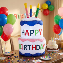 Sunnydaze front view of inflatable cake creating a party focal point