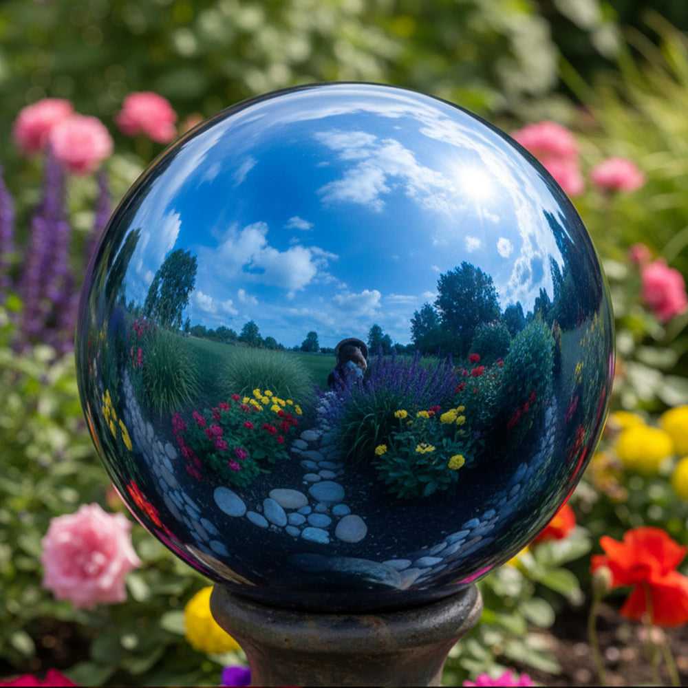 Sunnydaze close texture shot of glass reflections enhancing garden contrast
