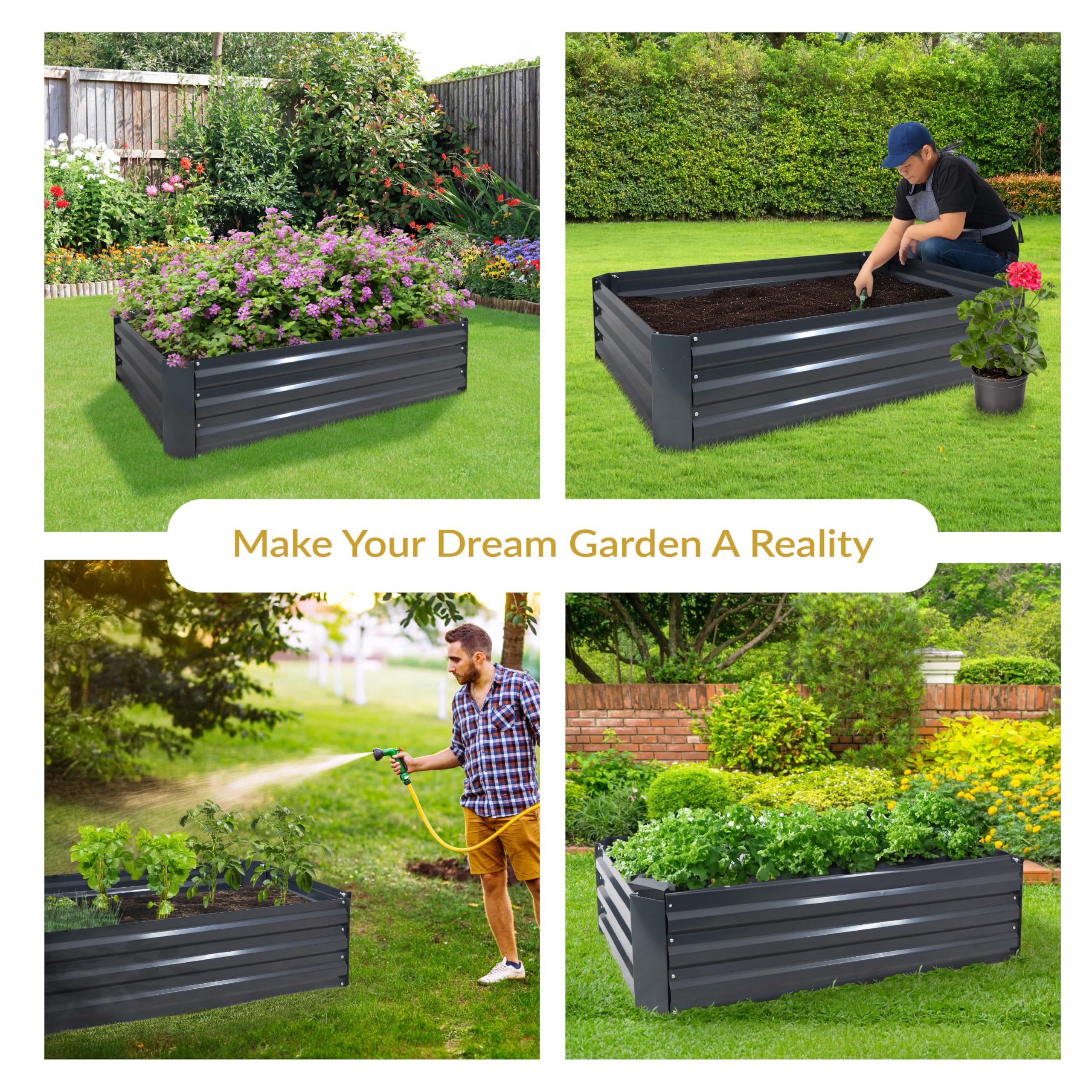 Sunnydaze open-bottom raised bed showing soil contact and improved drainage