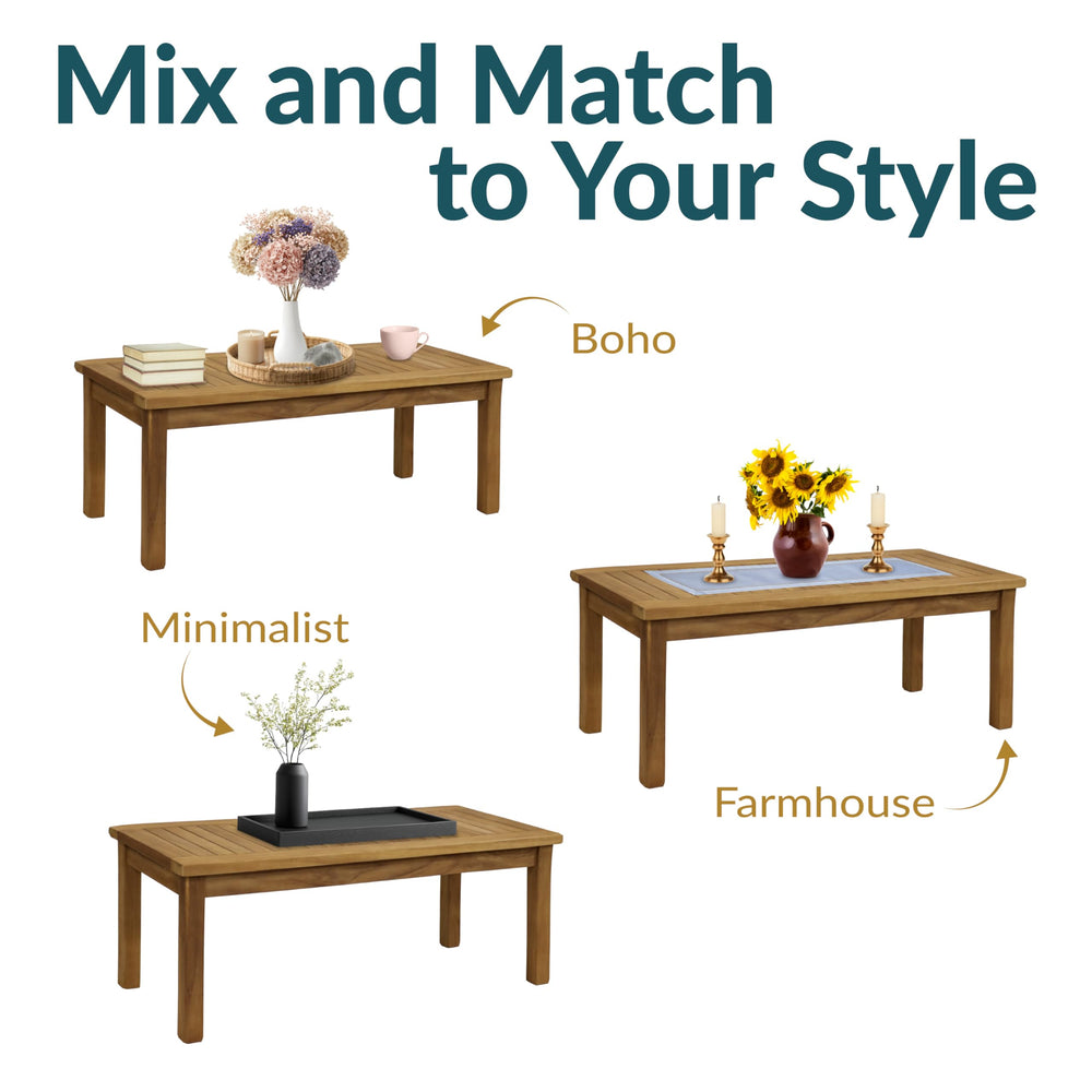 Sunnydaze Decor side profile showing table height and stable rectangular silhouette