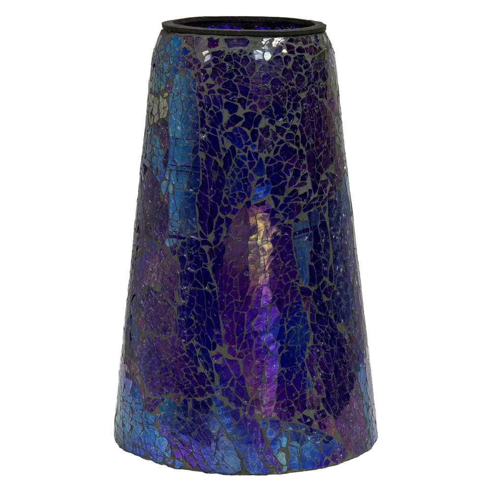 Sunnydaze Decor front view of purple mosaic stand showing shimmering finish and shape