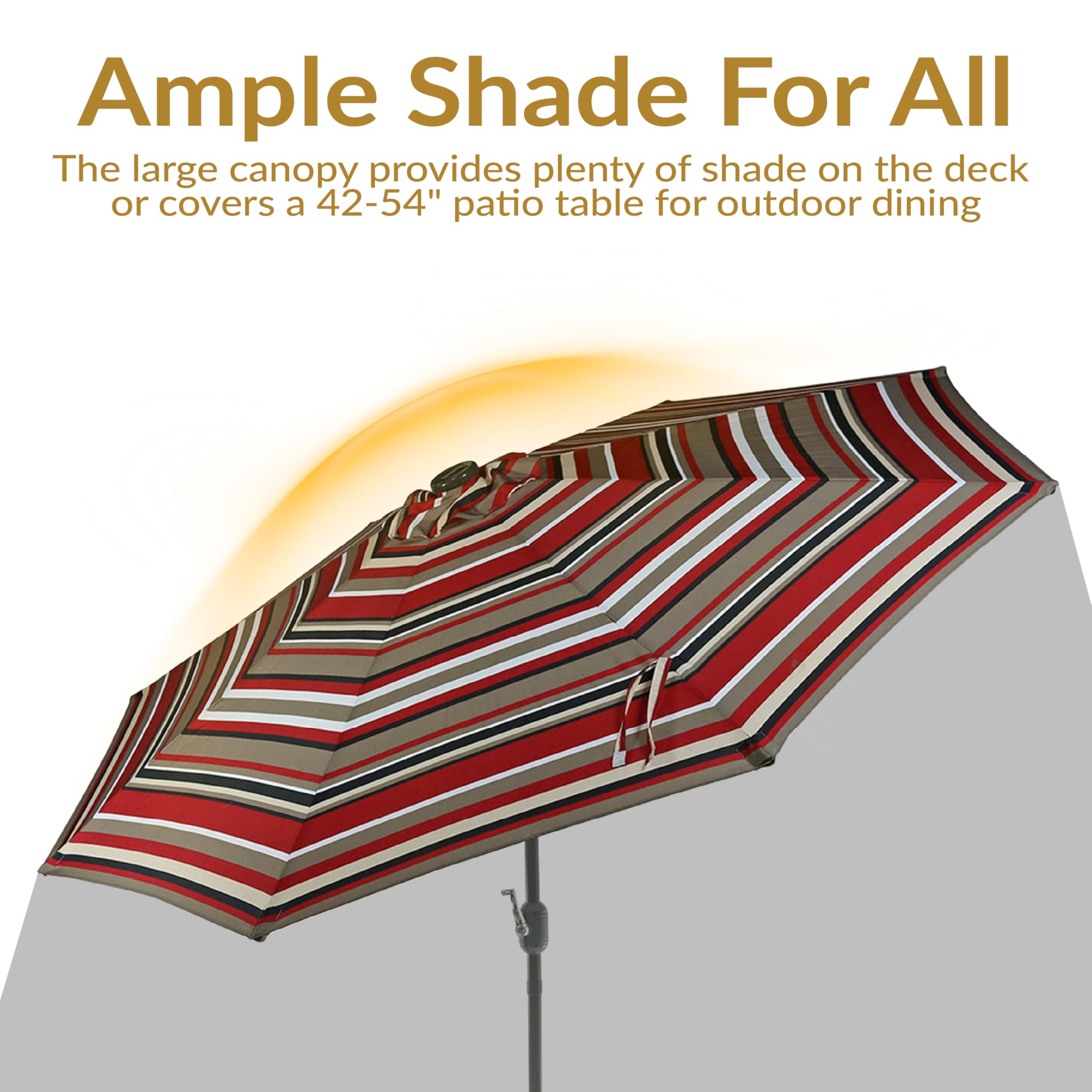 Sunnydaze Decor next to patio table showing scale and table coverage