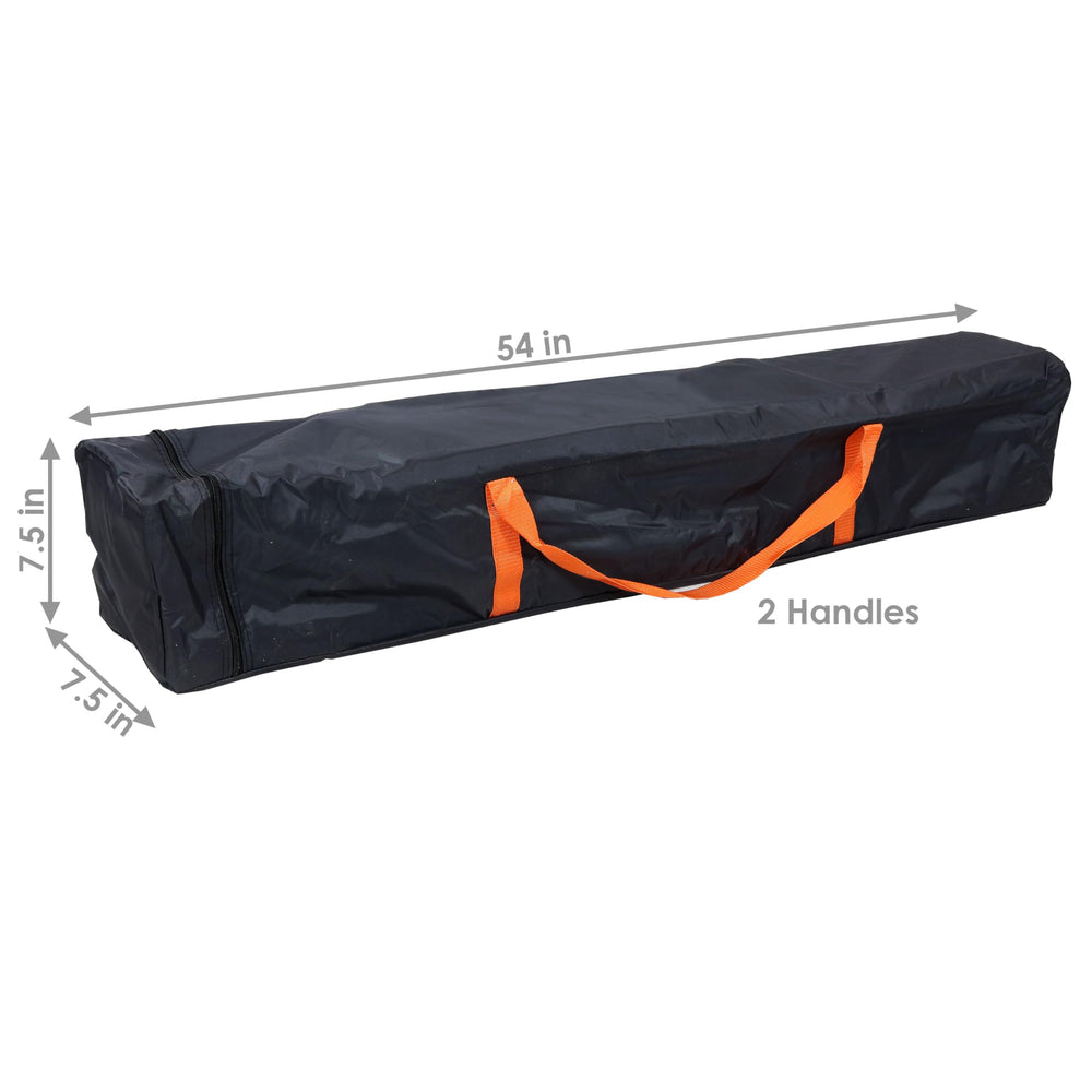 Sunnydaze duffel with collapsed canopy inside illustrating neat storage and quick loading