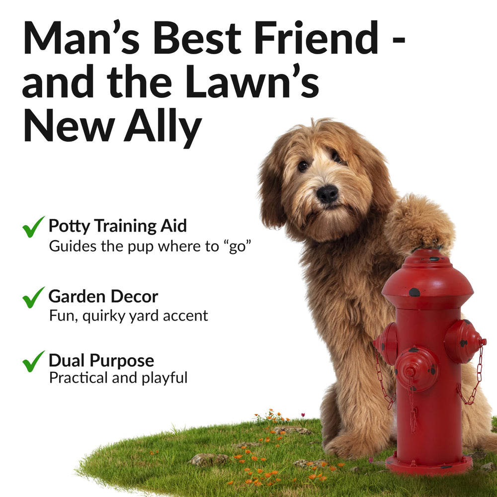 Sunnydaze side profile highlighting hydrant shape and stable footprint