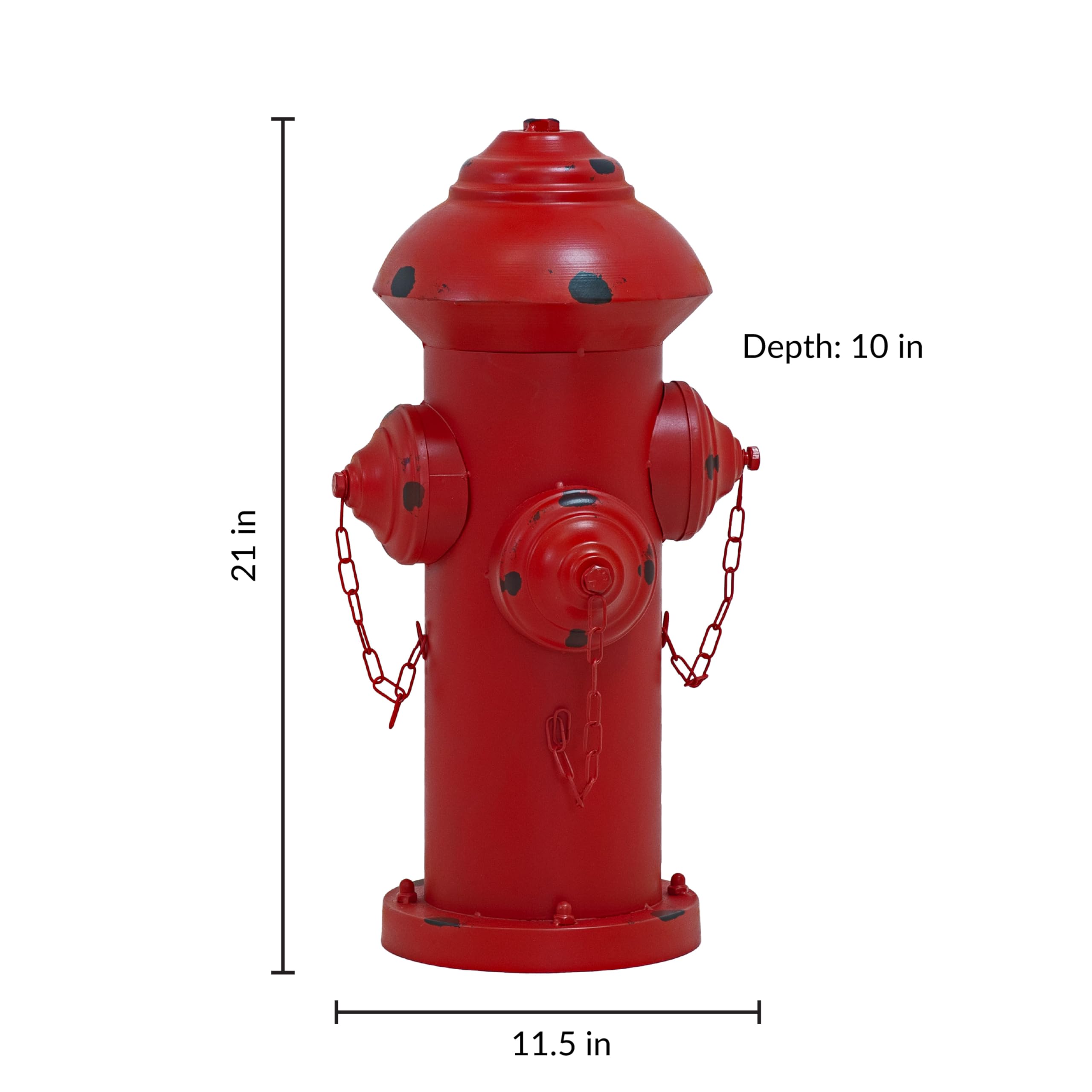 Sunnydaze hydrant beside ruler to show 21-inch size and scale