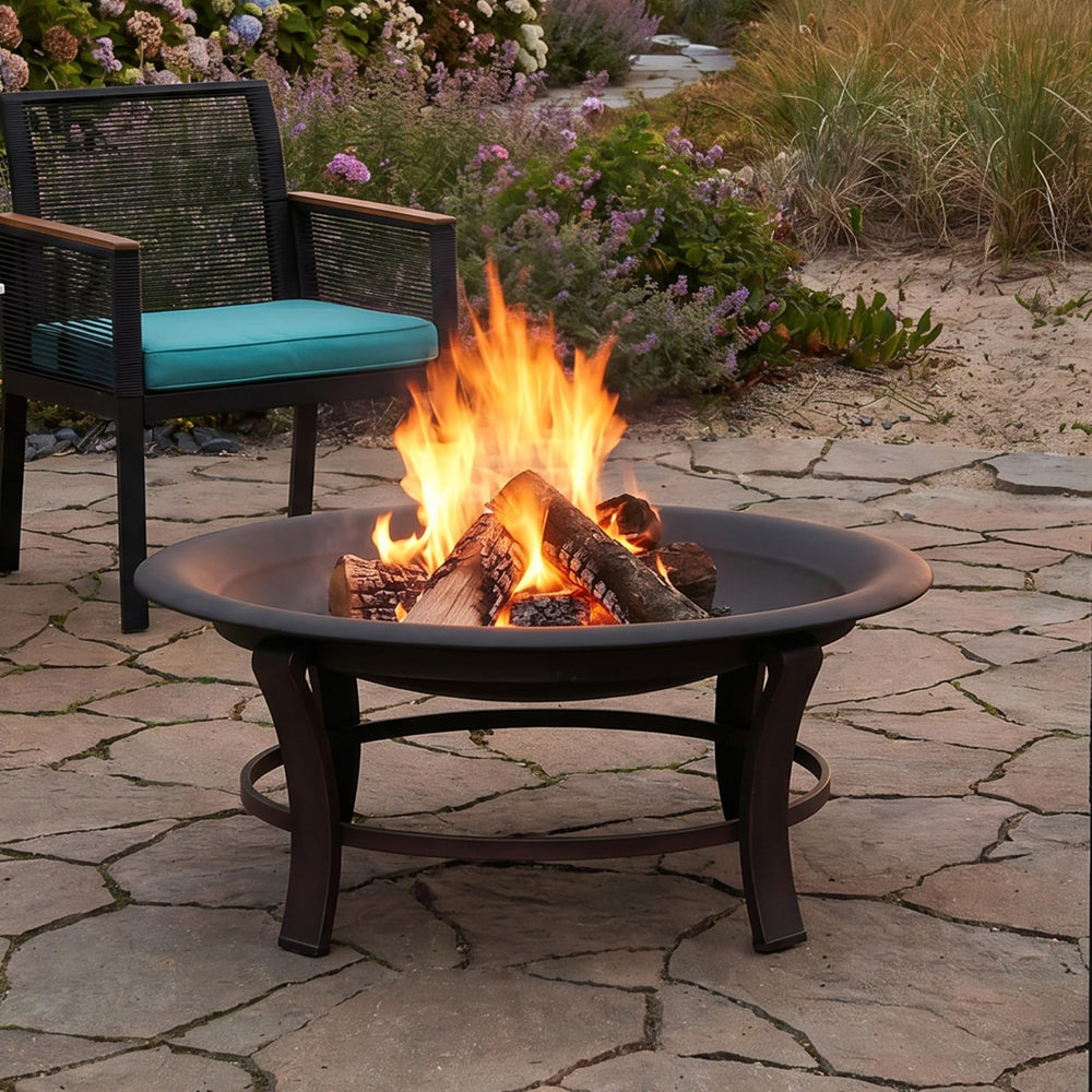 Sunnydaze bowl in backyard setting showing finished fire pit focal point benefit